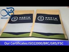 blue stand up ziplock pouch with clear window for cannabis