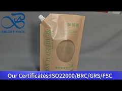 kraft paper liquid pouch bag with spout and clear window