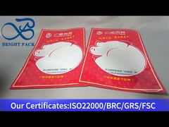 red plastic bag with clear window for meat