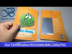 orange child resistant ziplock bag with clear window