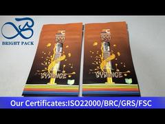 brown aluminum-plastic stand up child resistant zipper bag