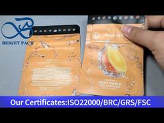 orange resealable plastic packaging pouch