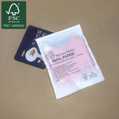 100% Fully Biodegradable White Translucent Paper Bags For Sock Clothes Packaging