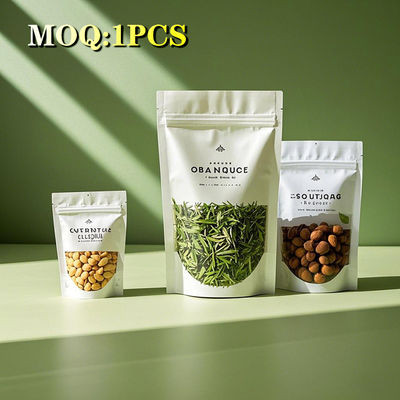 Custom Printing Eco Biodegradable Moisture Proof Pouch Kraft Paper Paper Reusable Tea Coffee Stand Up Bags With Zipper