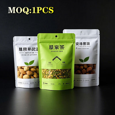 Custom Printed 250g 500g Food Grade Stand Up Pouches Plastic Zipper Pack Tea Coffee Packaging Bag