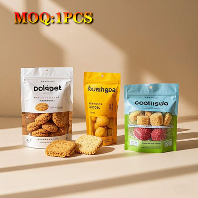 Custom Printed Stand-Up Mylar Bags For Coffee  Chocolate Cookie Recyclable With Windows And Zippers