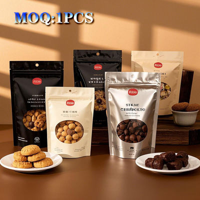 Custom Laminated Plastic Aluminum Foil Bag Zipper Top Food Packaging Flat Stand Up Pouch With Partial Window