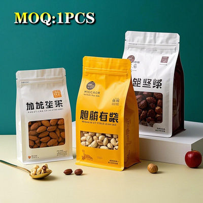 Custom Printed Plastic Flat Bottom Bags Reusable Moisture-Proof Food Packaging Candy Cookie Snacks Gravure/Digital Printing