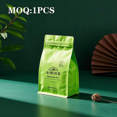 Manufacturer Customized Tea Wholesale Sealed Zipper Bag Eight-side Sealing Flat Bottom Square Bottom Self-standing Mylar Bag