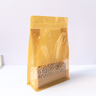 Durable Kraft Paper Bags With Visible Window For Food Packaging Greaseproof Customizable.