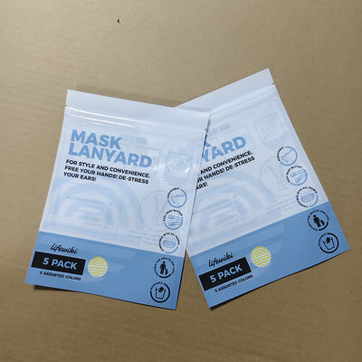 Premium PE / PET Mask Lanyard Bags Reusable FDA Compliant Bulk Custom Packaging