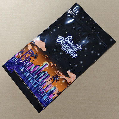 Cityscape-Printed Child-Resistant Pouch ISO 8317 Certified Scratch-Proof UV Ink EN 14375 Compliant