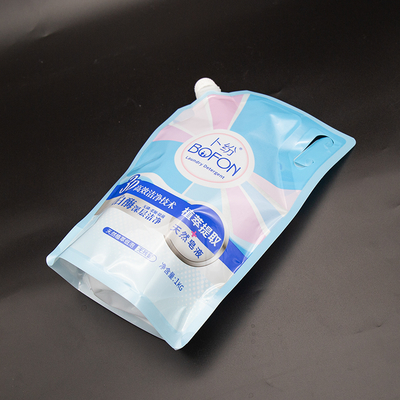 Durable And Convenient Spout Pouch With Handle For Laundry Detergent Packaging Custom Printed Bulk Order Discounts.