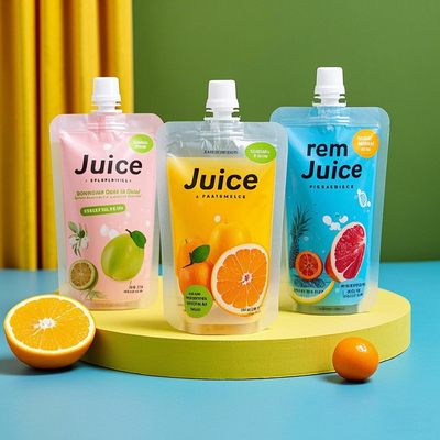 Custom Liquid Juice Packaging Stand Up Spout Pouches Doypack Bags