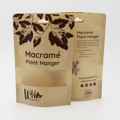 Recyclable And Degradable Kraft Paper Pouches With Transparent Windows For Daily Products Packaging With Custom Printing.