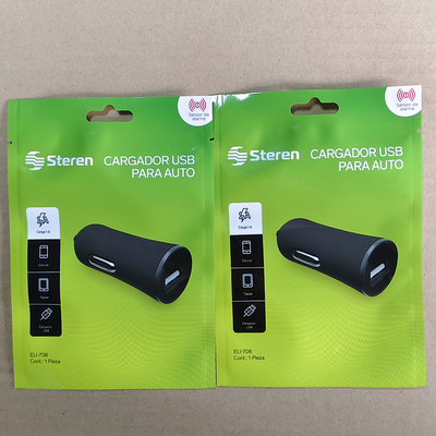 Custom Printed USB Data Cable Packaging Bag, 3-Side Seal Zipper Pouch
