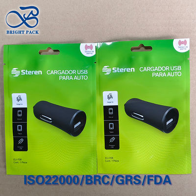 Custom Printed USB Data Cable Packaging Bag, 3-Side Seal Zipper Pouch