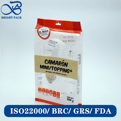 Custom Printed Frozen Seafood Packaging Bag Gusseted Bag With Transparent Window And Moisture-Proof Composite Materials.