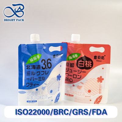 Food-Grade Spout Pouches With Handles For Drinks Packaging Feature Recyclable And Leak-Proof.