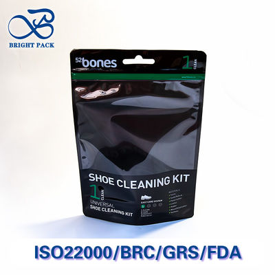 Premium Stand Up Bags With Clear Window For Shoe Cleaning Kits Packaging With Custom Glossy Surface And Cost-Effective.
