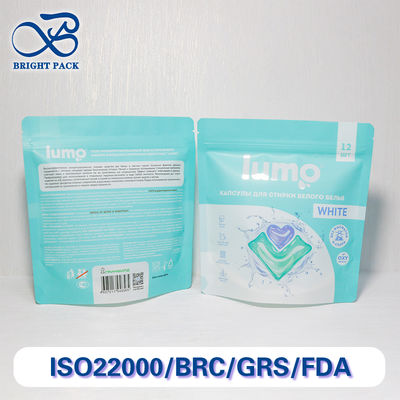 Custom Printed Stand Up Pouches With Resealable Zipper And Moisture Barrier Protection For Laundry Pods Packaging.