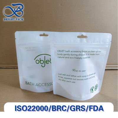Factory-Direct And Biodegradable Translucent Stand Up Pouches For Bath Accessories Packaging Available In Multiple Sizes.