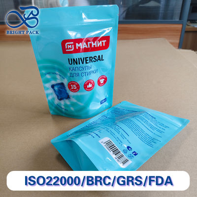 Leak-Proof Stand Up Bags For Laundry Pods Packaging Custom Thickness With Child-Safe Zipper.