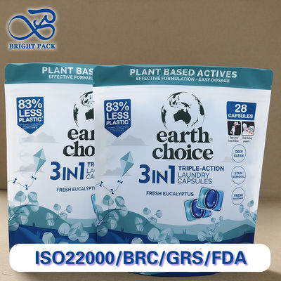 Premium Laundry Detergent Pod Custom Stand-Up Zipper Pouch High Barrier Anti-Leak