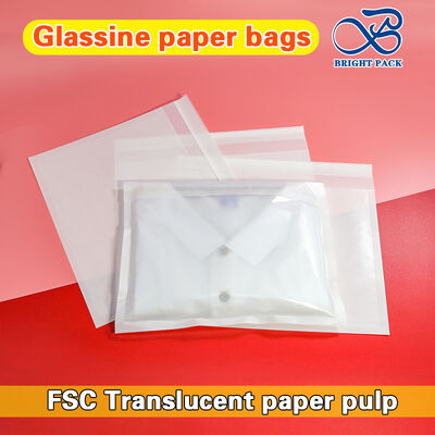 Wax Coated Biodegradable Semilucent White Glassine Paper Bags for T-Shirts Packaging