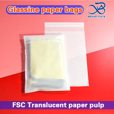 100% Degradable Glassine Paper Bag with Moisture/Grease Resistant Self-Seal Adhesive Strip for Clothing Packaging
