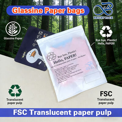 Customized Logo Compostable Transparent Glassine Paper Bag for Garment Packaging