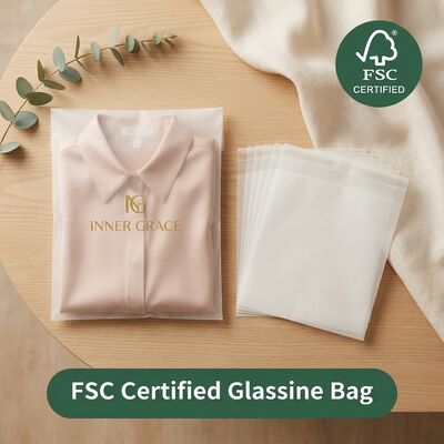 Natural Glassine Paper Bag Luxury Eco-Friendly Recyclable Biodegradable for Certified Apparel Packaging