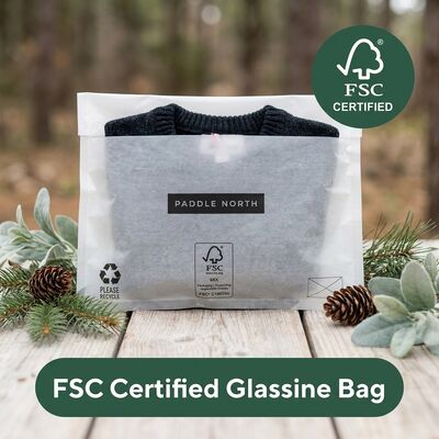 Plastic Free Curbside Recyclable Luxury Glassine Paper Bag Eco Friendly Apparel Packaging Garment Pouch for Certified Grease