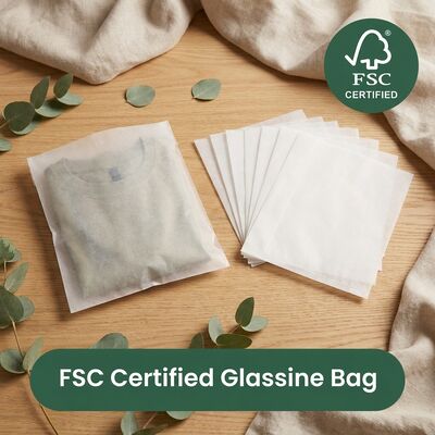 Eco Friendly Luxury Glassine Bag Green Packaging Clothing Zero Plastic Apparel Pouch EU Directive Sustainable Garment Europe OEM
