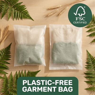 Plastic Free Luxury Glassine Bag for Fashion Recyclable Clothing Packaging Reusable Eco Apparel Pouch for Certified Grease Proof
