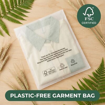 Plastic Free Luxury Glassine Paper Bag for Apparel Fur Biodegradable Clothing Packaging EU Compliant Garment Pouch Wholesale OEM