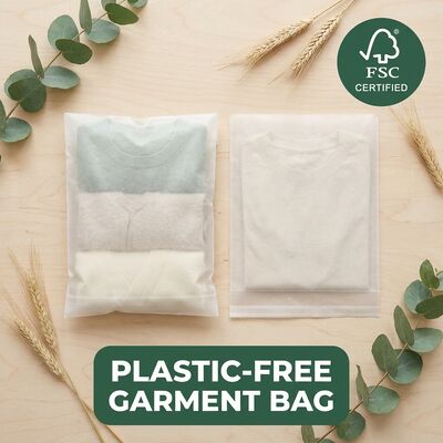 Luxury Compostable Glassine Bag Apparel Packaging Plastic Free Sustainable Clothing Pouch Eco-Friendly EU Compliant Garment OEM
