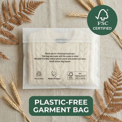 Green Packaging Glassine Bag Apparel Eco-Friendly Zero Plastic Clothing EU Compliant Garment Pouch for Certified Recyclable USA