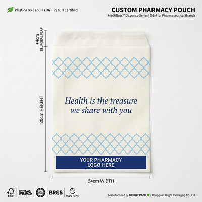 Luxury Biodegradable Paper Pharmacy Bags Glassine Medicine Bags FDA Compliance Pharma Pouch Recyclable Healthcare Packaging Bulk