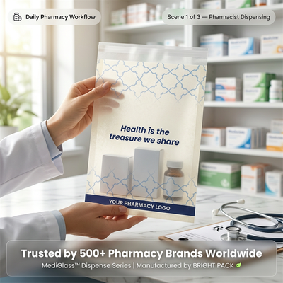 Luxury Glassine Medicine Bags for Certified Biodegradable Recyclable Pharmacy Packaging Bulk
