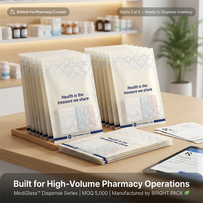 Luxury Eco-Friendly Certified Recyclable Paper-Based Medical Packaging Bag Wax Coated Paper for Pharma Healthcare Bulk