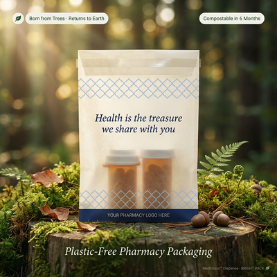 Luxury Eco-Friendly Paper Pharmacy Bags Pharmaceutical Packaging Dispensing Pouches Recyclable Biodegradable OEM Factory