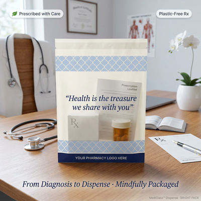 Plastic-Free Medical Packaging Paper Medicine Pouch Recyclable Pharmaceutical Packaging Europe Low MOQ OEM