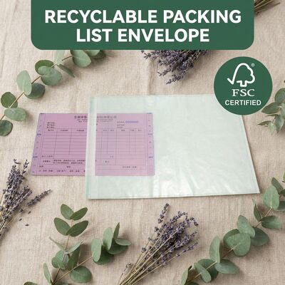 Glassine Invoice Enclosed Pouch Plastic-Free | Biodegradable Eco-Friendly FSC Certified Recyclable Packing List Envelope Custom