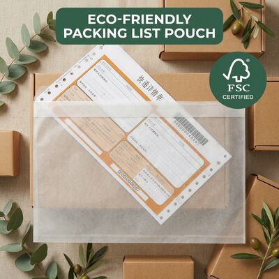 FSC Certified Packing List Envelope Recyclable Paper Document Enclosed Self Adhesive Shipping Label Pouch