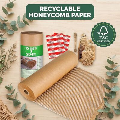 Recycled Kraft Cushioning Paper Roll Kraft Paper Honeycomb Wrap Protective Packaging Paper